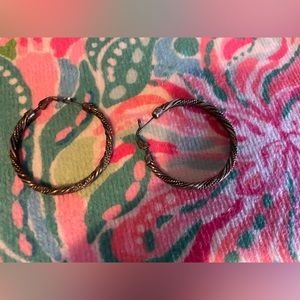 Vintage Silver Embellished Hoop Earrings